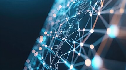 An illustration displays digital connections layered over a cityscape backdrop, emphasizing smart network technology under an evening sky