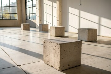 Minimalist Aesthetic: Concrete Blocks and Serene Shadows
