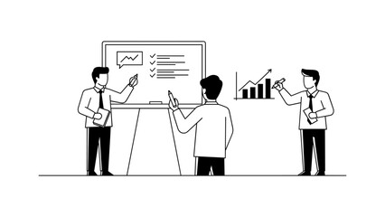 Business presentation with graph in outline style