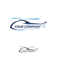 Helicopter company logo vector design template with color blue