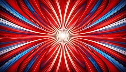 vibrant red geometric fractal pattern with radial blue and white stripes