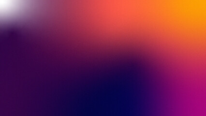Dark purple navy pink orange yellow abstract gradient background. Noise grain particle texture. Color gradient ombre shadow blurred. Subtle light shimmer. Smooth transition tones. Minimalist