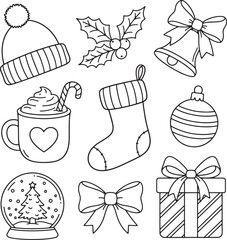 Cute Christmas Holiday Winter Coloring Page Vector Design