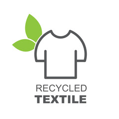 Recycling textile, vector, label, badge for eco-friendly manufacturing.
