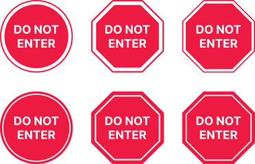 Do not enter and Restricted area icon set. Red Restriction No Entry Symbol