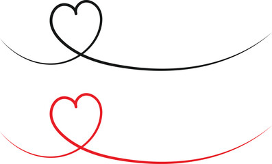 Hand drawn heart line Symbols. Outline stroke love sign