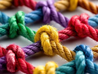 team concept rope strength belong together business integrate leadership network inclusion. success team concept rope diverse background partnership cooperation solidarity teamwork support meeting