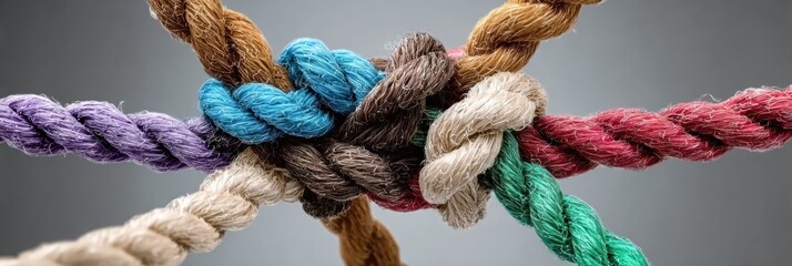 team concept rope strength belong together business integrate leadership network inclusion. success team concept rope diverse background partnership cooperation solidarity teamwork support meeting