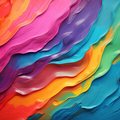 Vivid Abstract Oil Paint Texture with Rainbow Palette and Layered Brushstrokes