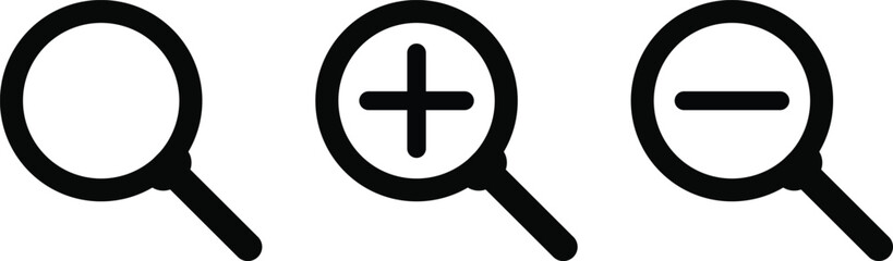Obraz premium zoom in and zoom out icon set. Search icon with plus and minus sign. Magnifier glass sign with zoom in out symbols 