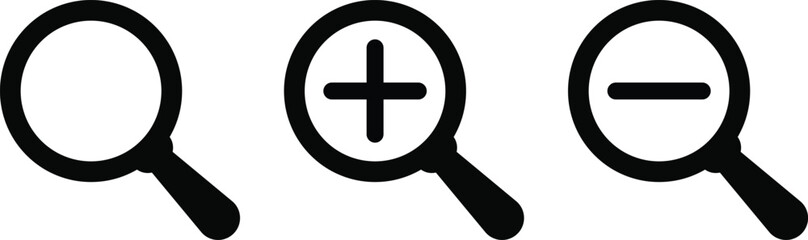 Obraz premium zoom in and zoom out icon set. Search icon with plus and minus sign. Magnifier glass sign with zoom in out symbols 