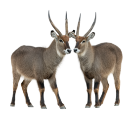 Waterbuck antelopes in nature wildlife natural environment isolated on transparent background