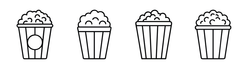 Vector illustration of popcorn buckets for movie night snack food drawing line art design
