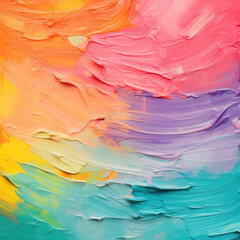 Bright Abstract Pastel colors Oil Paint Texture with Pink, Yellow, and Blue Strokes
