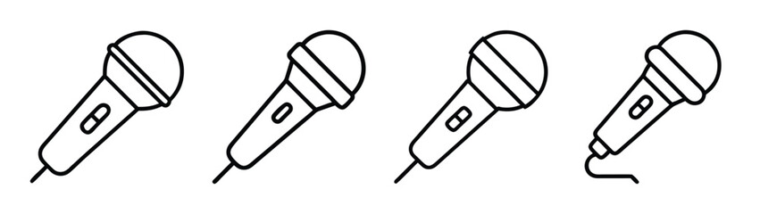 Microphone vector illustration set for karaoke night concert event and audio recording equipment
