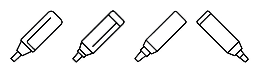 Outline drawing of highlighters for highlighting text and drawing sketch marker pen collection set