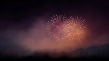 Pair of fireworks are lit up in the sky