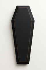 Black coffin with orange outline on white background