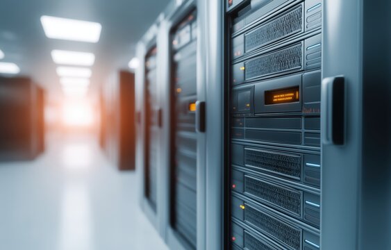 Energy-efficient AI servers in a modern data center showcasing innovations in sustainability technology