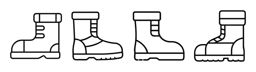 Illustration of black and white military boots vector drawing combat boots footwear design style fashion