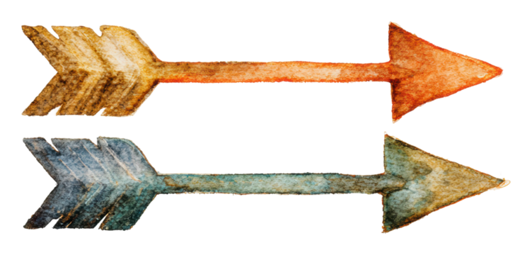 Creative arrow illustrations digital watercolor style artistic view isolated on transparent background