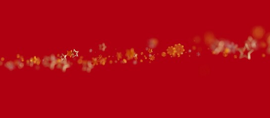 A vibrant red backdrop with shimmering sparkles and golden stars. Ideal for Christmas, New Year, festive greetings, and celebratory designs. Per