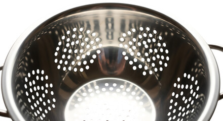 Close-up of Stainless Steel Colander with Perforations