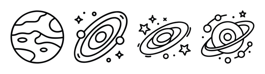 Vector illustration of planets and galaxies in space astronomy science education design art drawing © PURE VECTOR WORK