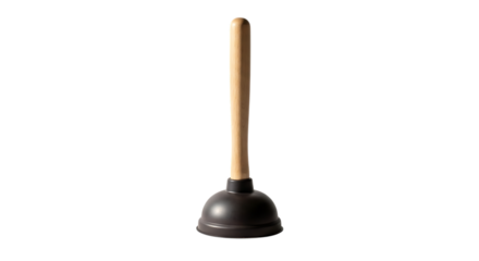 Plunger with Wooden Handle on Black Background toilet plunger