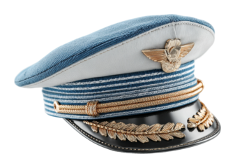 Pilot cap display aviation museum isolated on transparent background