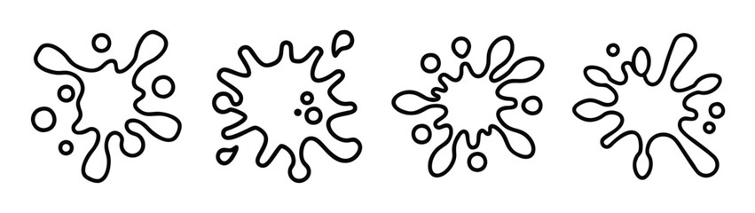 Black and white ink splash vector illustration set for design elements and graphic resources use