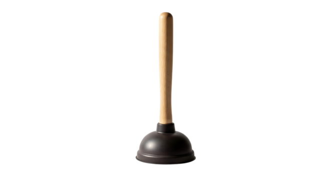 Plunger with Wooden Handle on Black Background toilet plunger