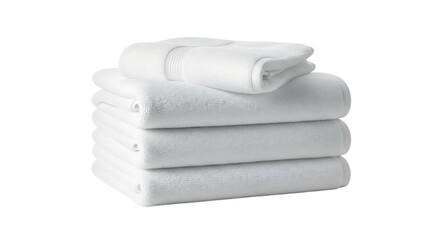 Stack of Four White Fluffy Bath Towels soft
