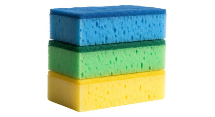 Stack of Three Colorful Cleaning Sponges kitchen household