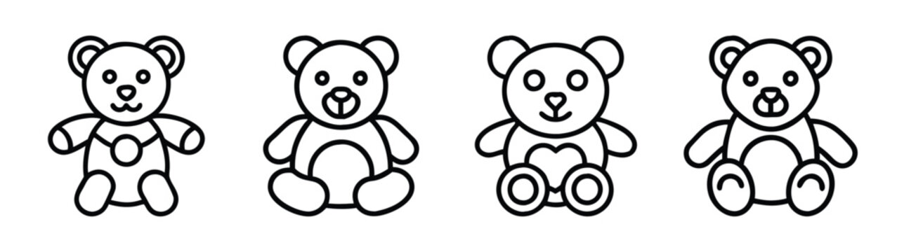 Cute teddy bear outline drawing vector illustration for kids coloring page and print design  characters