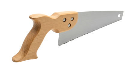 Wooden Handled Hand Saw on Black Background tool woodworking