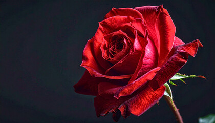 Red rose on black background