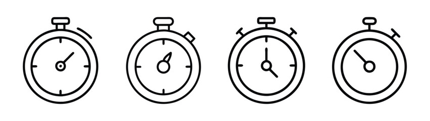 Stopwatch timer time clock chronometer countdown deadline measurement speed race sport outline drawing