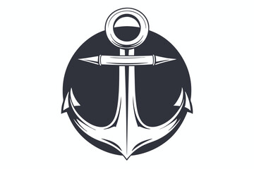 A bold monochrome anchor resides within a stark, contrasting circular background shape