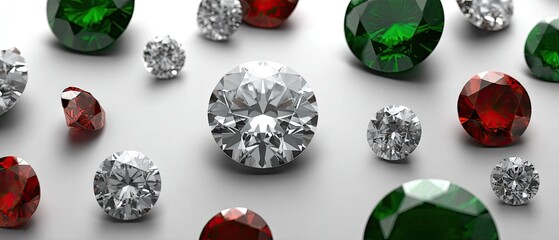 Beautiful arrangement of sparkling gemstones in various colors, showcasing the elegance of precise cuts and brilliant shine