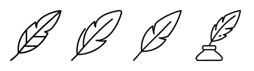 Vector quill pen and inkwell illustration for writing calligraphy and vintage feather design element