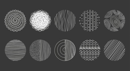 Variety of Hand-Drawn Circle Textures Artistic Backgrounds and Design Elements