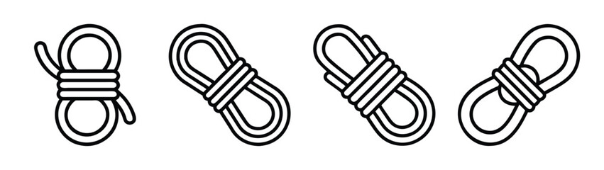 Illustration of different rope coil techniques for sailing climbing and nautical activities safety guide © PURE VECTOR WORK