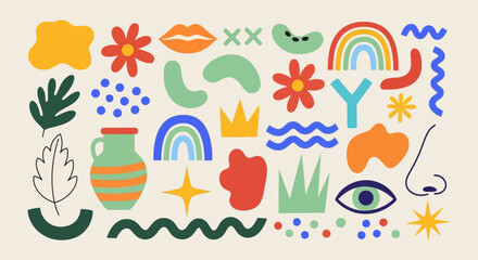 Abstract Shapes and Bohemian Inspired Graphics A Vibrant Collection of Artistic Elements