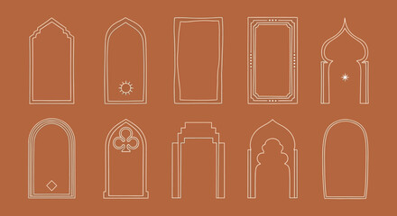Collection of decorative architectural archway outlines and frames