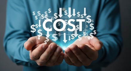 Cost savings graphic with dollar signs and downward arrows