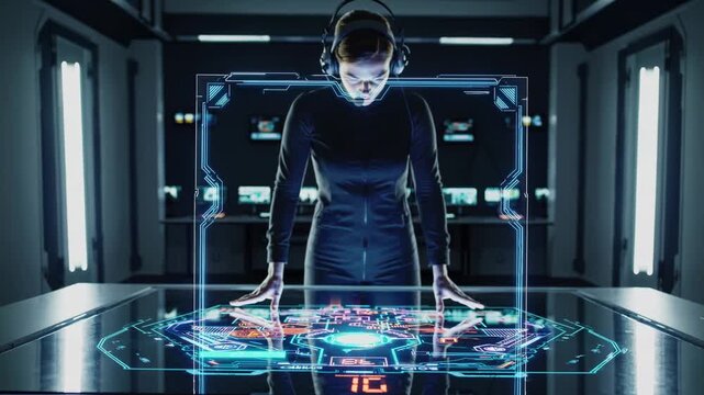 Advanced technology challenge in a modern control room at night