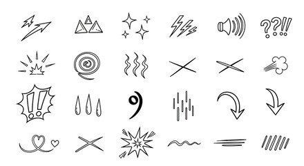 Fototapeta premium Collection of Hand-Drawn Design Elements Arrows, Symbols, and Icons for Creative Projects