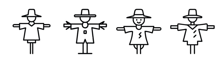 Scarecrow vector illustration: autumn harvest, halloween decoration, farm and field protection design