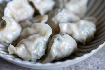Traditional Asian dumplings served on a plate